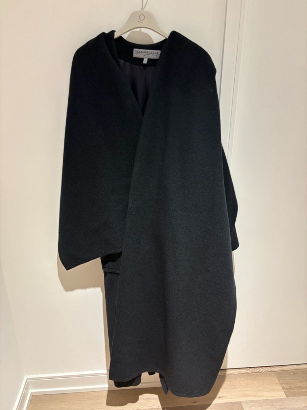 MORGANE LE FAY Black Draped Wool Coat